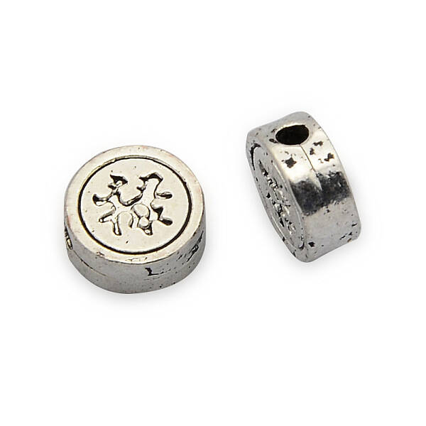 Carved Brass Flat Round Beads