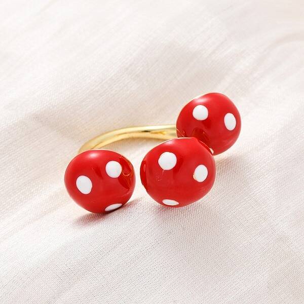 Brass Enamel Open Cuff Rings for Women
