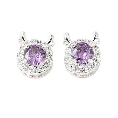 Brass Micro Pave Cubic Zirconia Beads