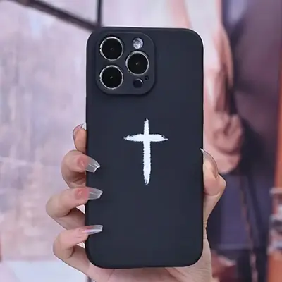 Minimalist Cross Pattern Phone Case, Decorative Phone Protector Cover, Phone Accessory Compatible With iPhone 11 12 13 14 15 ...