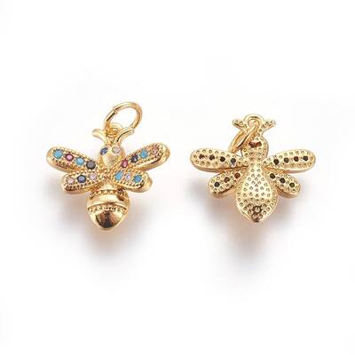 Brass Micro Pave Cubic Zirconia Charms