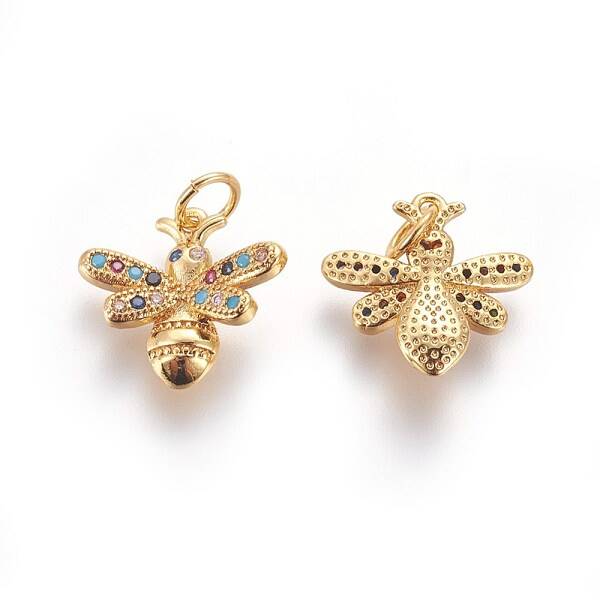 Brass Micro Pave Cubic Zirconia Charms