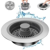 3-in-1 Kitchen Sink Strainer & Stopper, Stainless Steel Pop Up Kitchen Sink Drain Strainer, Anti-clogging Kitchen Sink Stoppe...