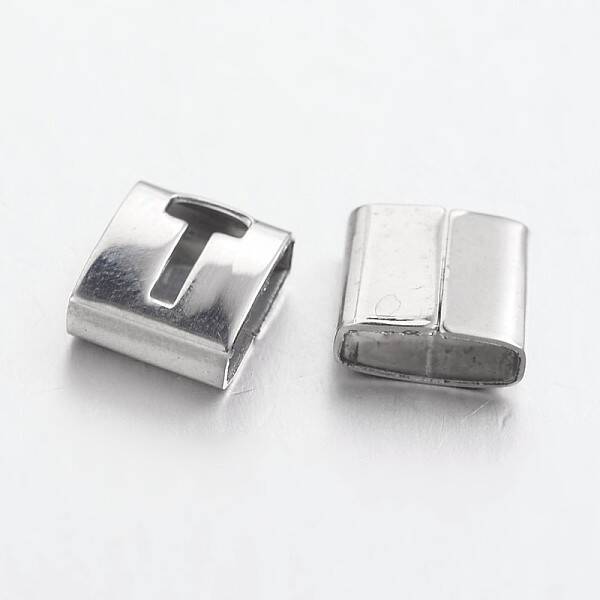 Tarnish Resistant Letter Style 201 Stainless Steel Square Slide Charms