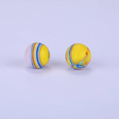 Printed Round Silicone Focal Beads