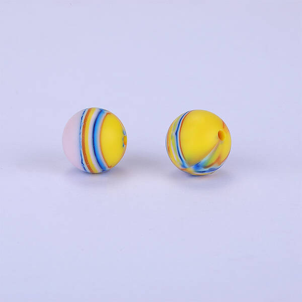 Printed Round Silicone Focal Beads