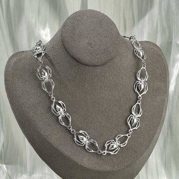 304 Stainless Steel Spider Link Chain Necklaces for Women Men