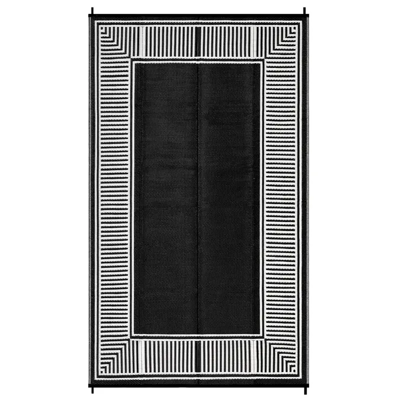 Garvee Modern Black and White Outdoor Area Rug – Waterproof Reversible Plastic Straw Carpet – UV Resistant, collapsible, ...