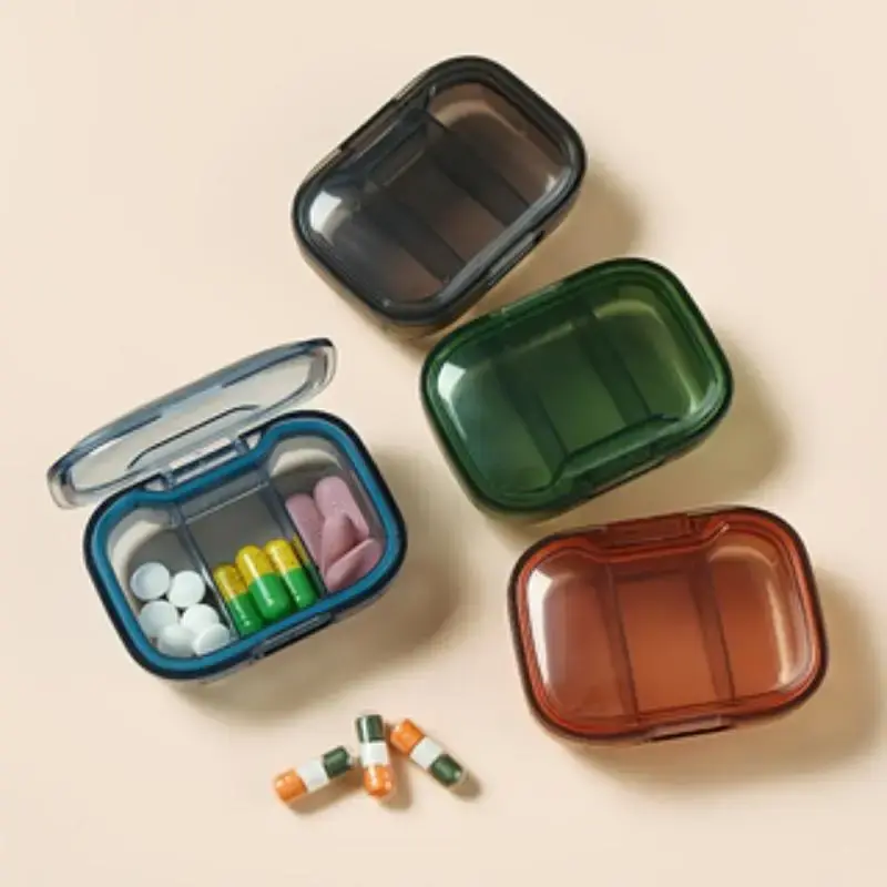 3-grid Pill Storage Box, Portable Mini Pill Organizer, Multifunctional Pill Storage Box, Small Items Storage Box for Home & O...