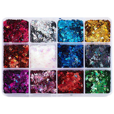 48G 12 Colors Laser PET Nail Sequins Care Decoration