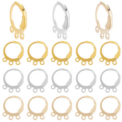 90Pcs 3 Colors Brass Leverback Earring Findings