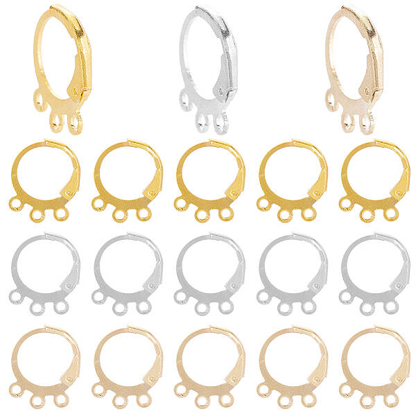 90Pcs 3 Colors Brass Leverback Earring Findings