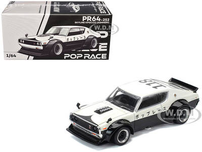 Skyline KPGC110 Kenmeri RHD (Right Hand Drive) Japan National Police Agency Livery Black and White 1/64 Diecast Model Car...