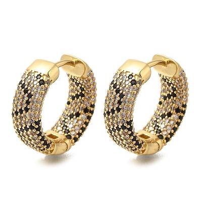 Rack Plating Brass Micro Pave Cubic Zirconia Hoop Earrings