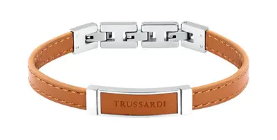 Trussardi Bracciale In Pelle Marrone Chiaro Per Uomo T-Leather Tjaxz04