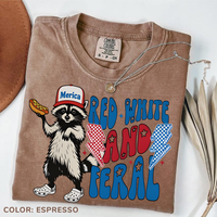 Comfort Colors Red White And Feral t shirt, Funny USA Shirt, Funny Hotdog Raccoon Shirt , 4th Of July tee, Feral tee, Merica ...