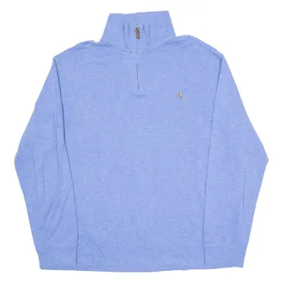 POLO RALPH LAUREN Mens Jumper Blue 1/4 Zip Tight Knit XL