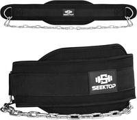 Seektop Dip Belt for Weightlifting - GYM Workout Pull Ups Belt with Chain, Neoprene Waist Dip Belt Crossfit for Weight Liftin...