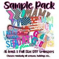 Sample Pack Of At Least 5 full size DTF Transfers DIY Direct to Film T Shirt Transfers