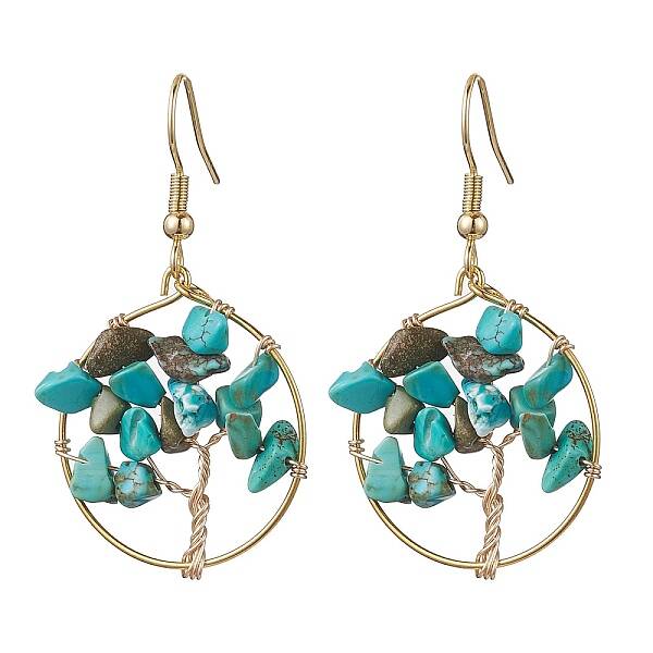 Natural Howlite Chips Dangle Earrings