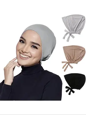 3pc satin inner cap suitable for headscarf wearers, moisturizing hair care accessories for scalp health and promoting hair gr...