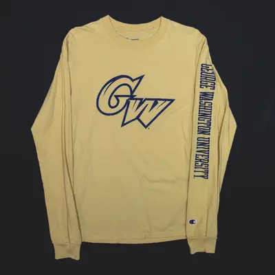 CHAMPION George Washington University Yellow USA Long Sleeve T-Shirt Womens S