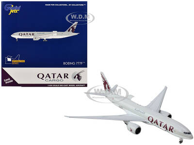 Boeing 777F Commercial Aircraft Qatar Airways (A7-BFT) Gray with Tail Graphics Interactive Series 1/400 Diecast Model Airplan...