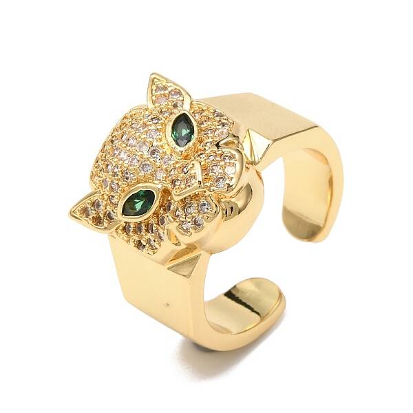 Leopard Cubic Zirconia Open Cuff Ring
