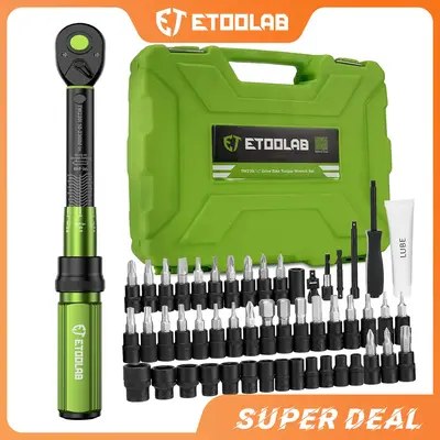 【Super Deal】 Etoolab Torque Wrench 1/4 Drive Click 52 Pcs Set with ±3% Precision Dual Range for Bike/Motorcycle Repair &...