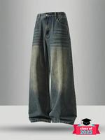 Men's Vintage Wash Pocket Wide Leg Jeans, Men's Jeans, Loose Casual Comfy Oversized Denim Pants for Daily Wear, Woven Bottoms...