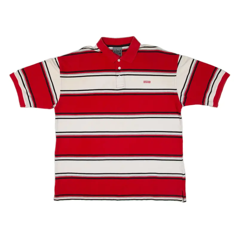 AVIREX Mens Polo Shirt Red Striped XL