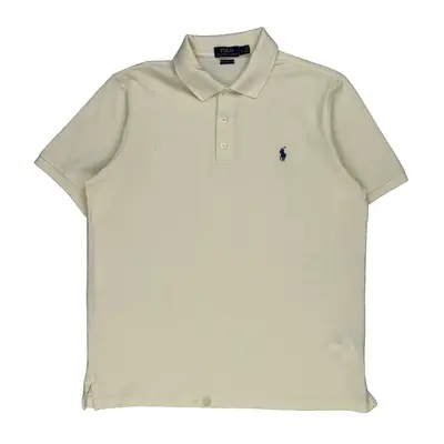 Ralph Lauren Polo Shirt - Medium Cream Cotton Blend | Size: medium