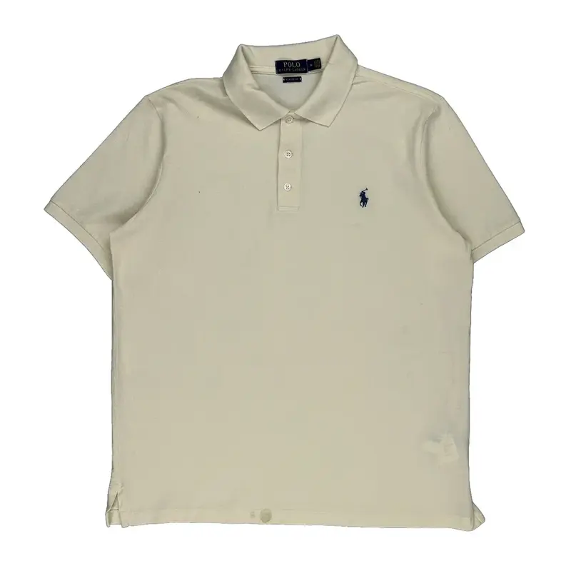 Ralph Lauren Polo Shirt - Medium Cream Cotton Blend | Size: medium