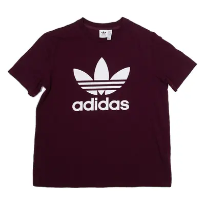 ADIDAS Womens T-Shirt Maroon UK 18