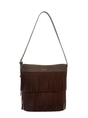 Smting suede bucket bag with tassel