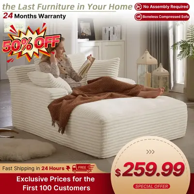 ăHot Sale&Free ShippingăYomsum Boneless Couch, Couch Bed Chaise Lounge Living Room,Plush Corduroy Fluffy Comfy Memory Foa...