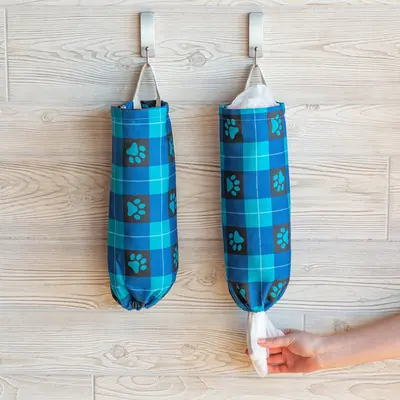 Paw Print Plastic Bag Holder - Set of 2 - Pastel Paws