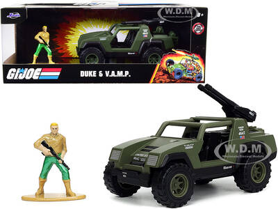 V.A.M.P. Olive Green and Duke Diecast Figurine G.I. Joe Hollywood Rides Series 1/32 Diecast Model Car by Jada