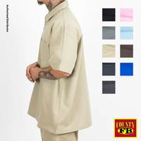 FB County Men's 1/2 Zip Solid Shirts FBCOUNTY Short Sleeve Shirt 2 Pockets Half Zip Plain Work Shirt Pull On Shirt YKK Metal ...
