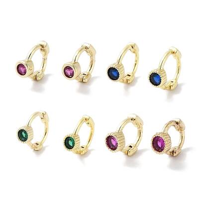 Brass Pave Cubic Zirconia Hoop Earrings for Women