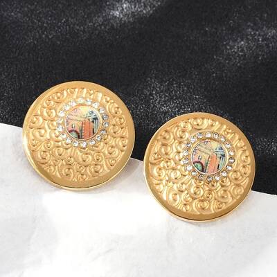 304 Stainless Steel Rhinestone Stud Earrings