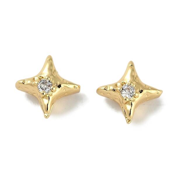 Brass Micro Pave Cubic Zirconia Beads