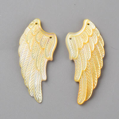 Left and Right Natural Yellow Shell Beads