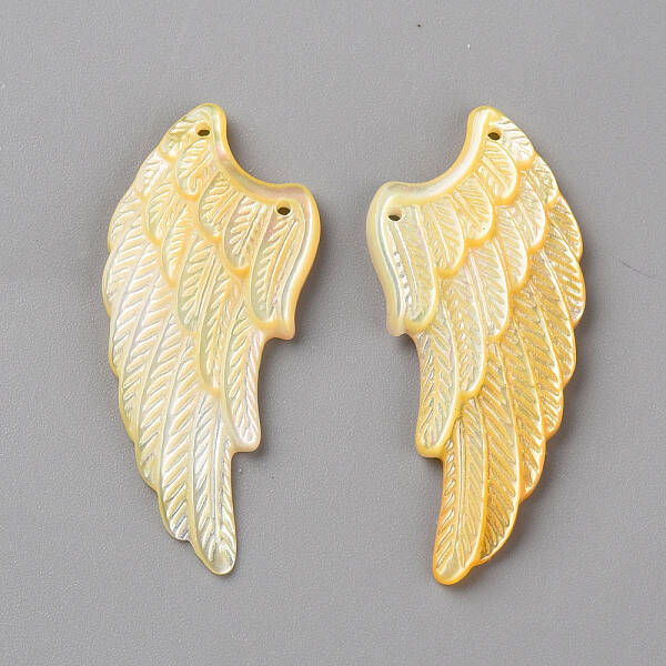 Left and Right Natural Yellow Shell Beads