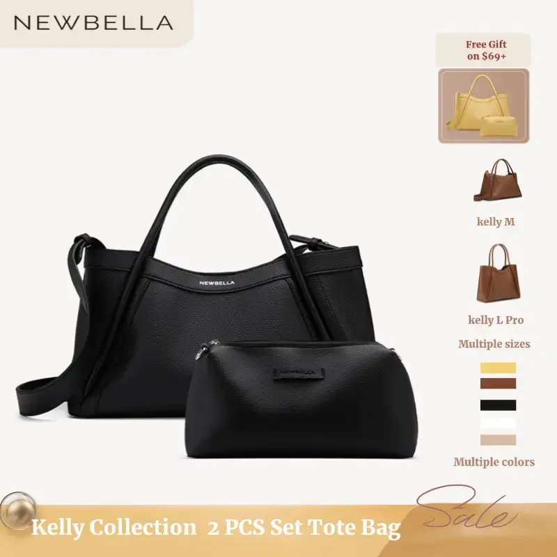 NEWBELLA Kelly Collection 2 PCS Set Tote Bag PU Leather/Kelly L /kelly M Magnetic Closure, No Internal Compartments, 2025 , V...