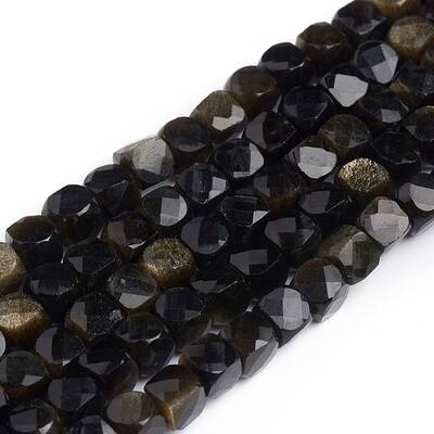 Natural Golden Sheen Obsidian Beads Strands