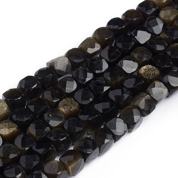 Natural Golden Sheen Obsidian Beads Strands