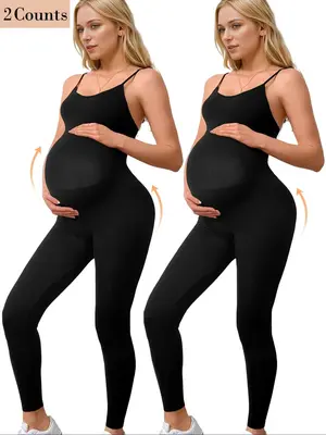 Maternity's Solid Backless Adjustable Strap Jumpsuit, Casual Comfy Sleeveless Skinny Jumpsuit for Daily Wear, Maternity Cloth...