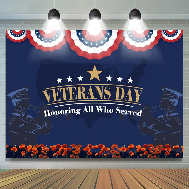 Aperturee Stars America Patriotic Party Veterans Day Backdrop - Aperturee