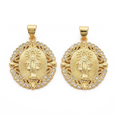 Brass Micro Pave Cubic Zirconia Pendants